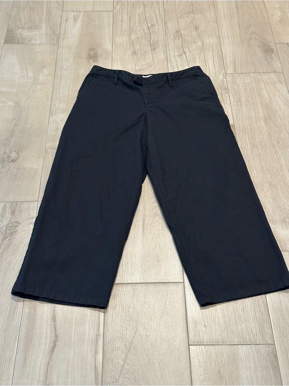 VANS Women's Black High Rise Flat Front Wide Leg Cropped Chino Pants Sz 9